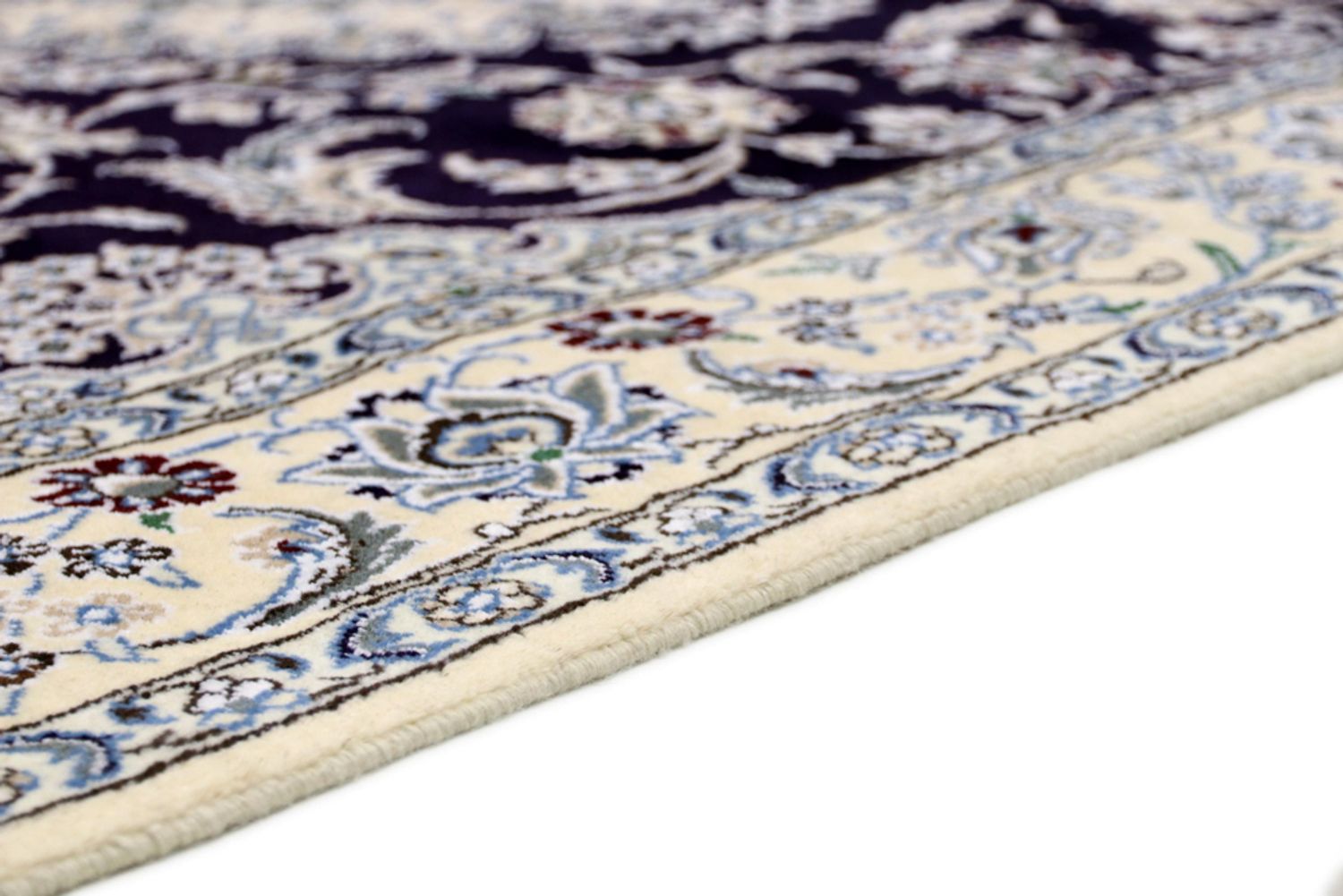 Alfombra persa - Nain - 246 x 154 cm - azul oscuro