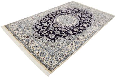 Alfombra persa - Nain - 246 x 154 cm - azul oscuro