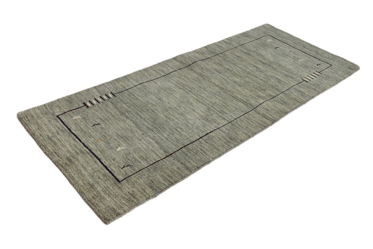 Alfombra de pasillo Alfombra Gabbeh - Loribaft Softy - 202 x 82 cm - gris