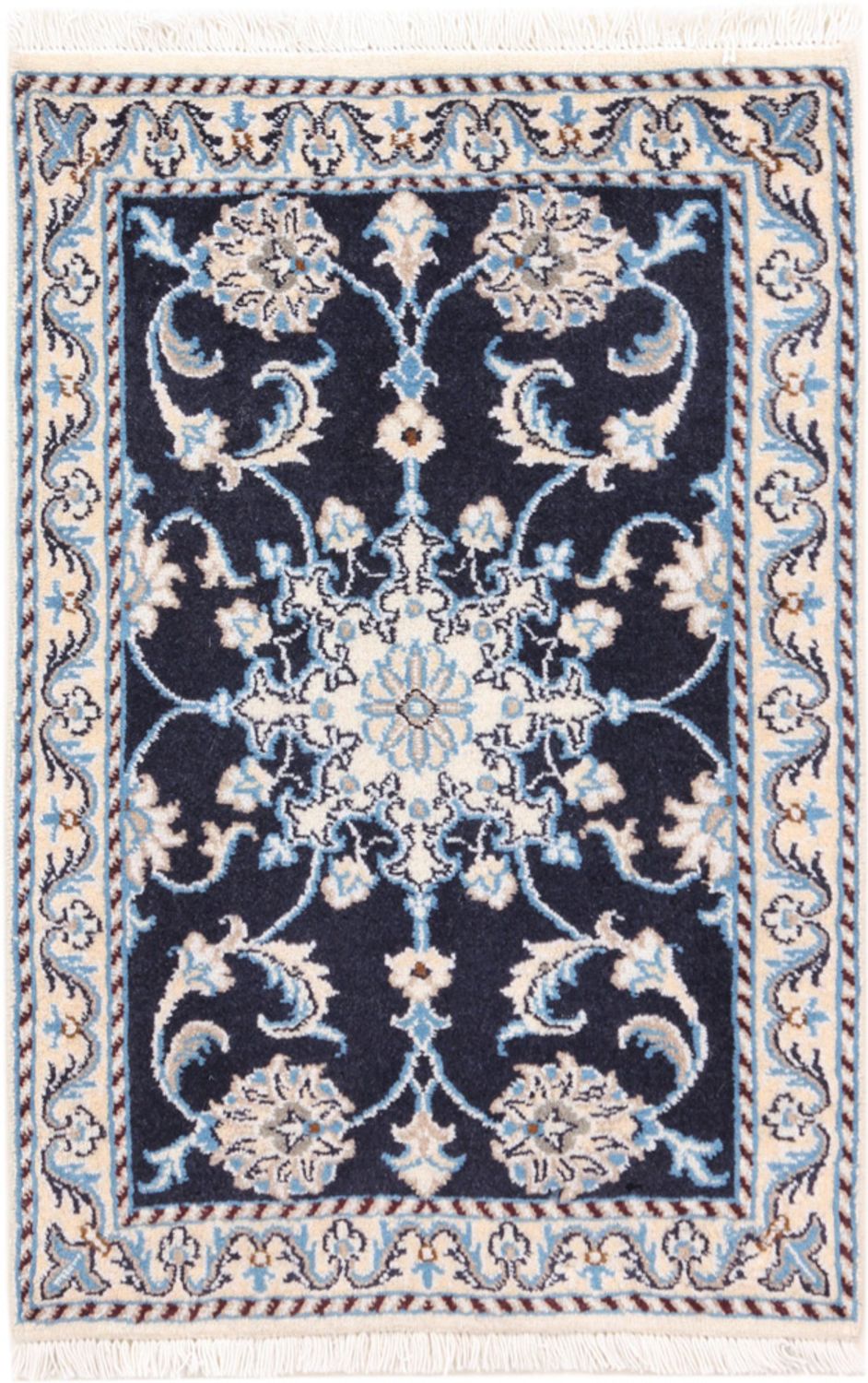 Alfombra persa - Nain - 90 x 60 cm - azul oscuro