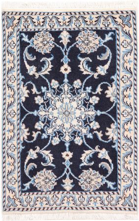 Alfombra persa - Nain - 90 x 60 cm - azul oscuro