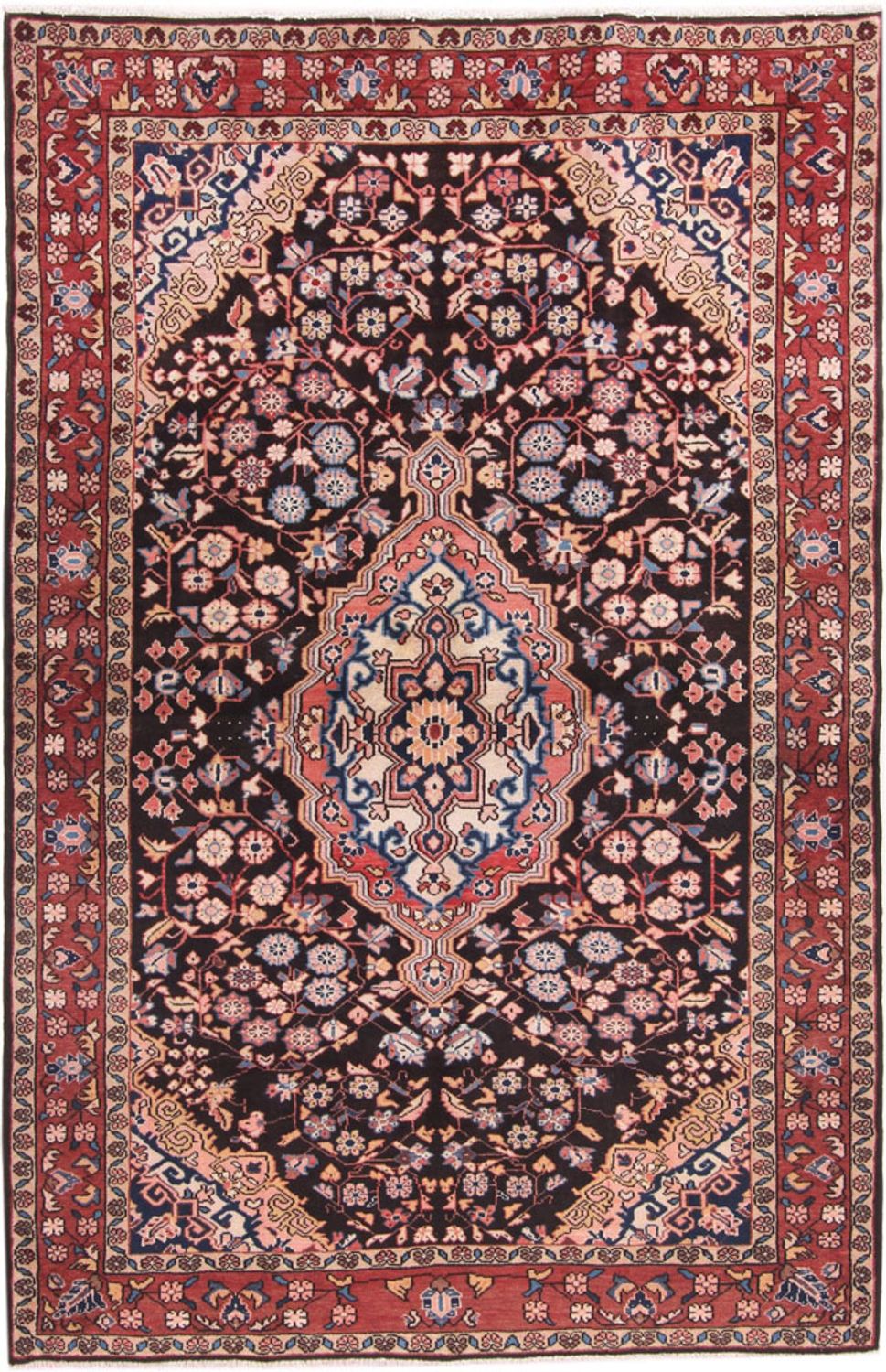 Alfombra persa - Nómada - 210 x 135 cm - rojo oscuro