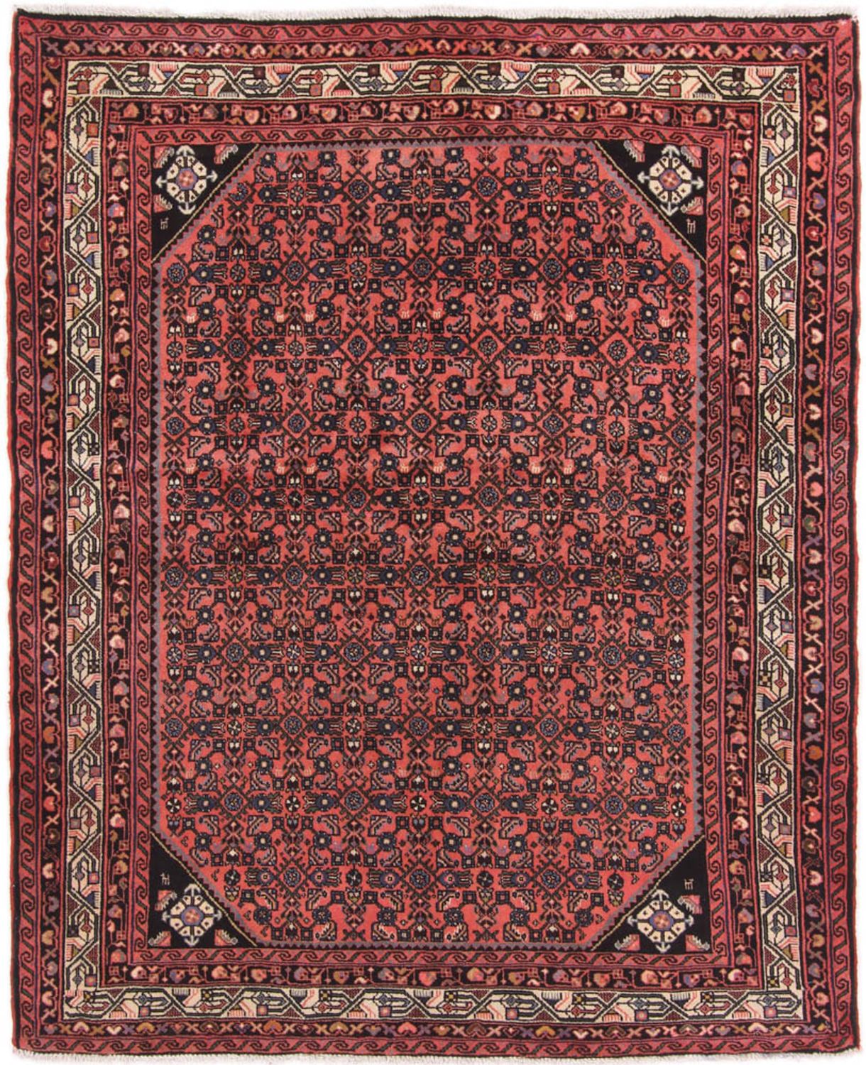 Alfombra persa - Nómada - 190 x 155 cm - rojo oscuro