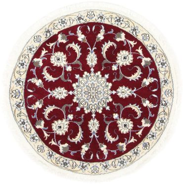 Alfombra de pasillo Alfombra persa - Nain - 100 x 100 cm - rojo oscuro