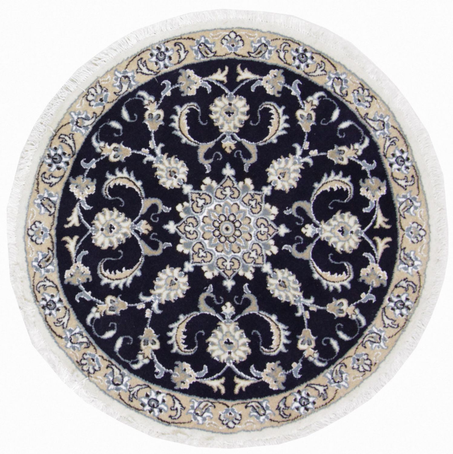 Alfombra de pasillo Alfombra persa - Nain - 100 x 100 cm - azul oscuro