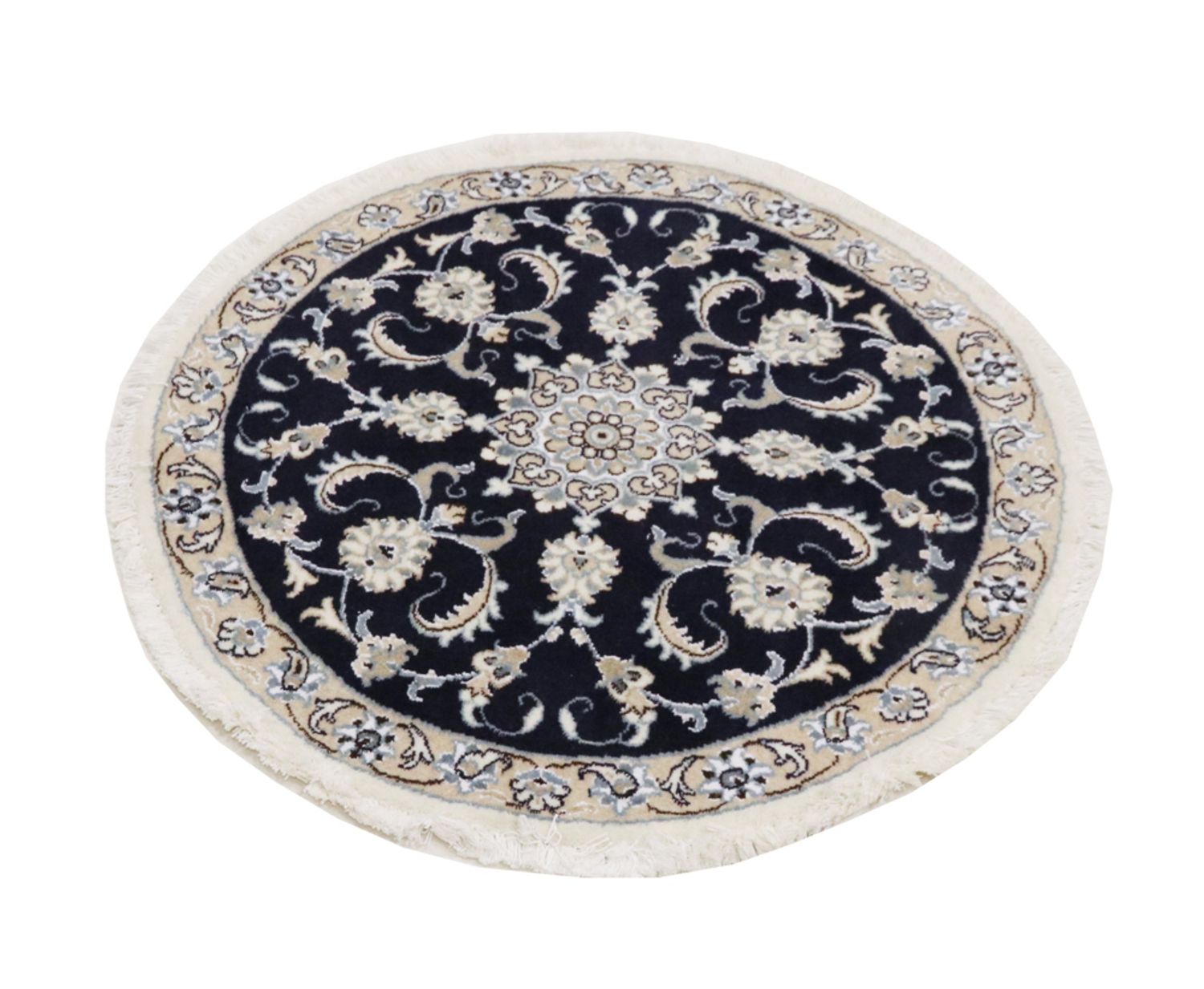 Alfombra de pasillo Alfombra persa - Nain - 100 x 100 cm - azul oscuro