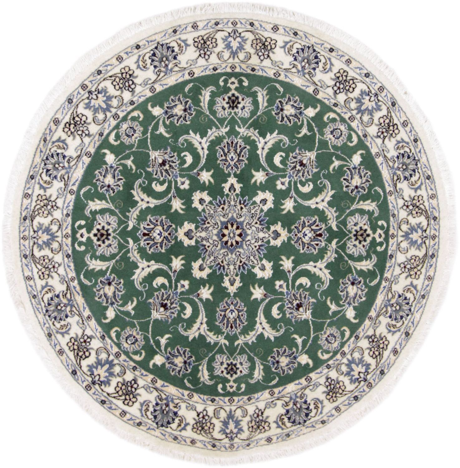 Alfombra de pasillo Alfombra Persa - Nain - Real - 100 x 100 cm - verde