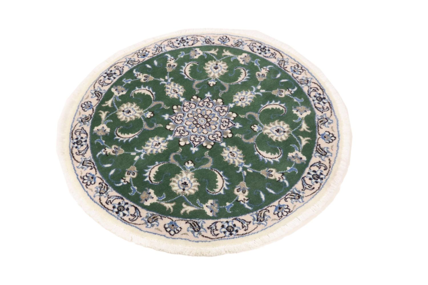 Alfombra de pasillo Alfombra Persa - Nain - Real - 100 x 100 cm - verde