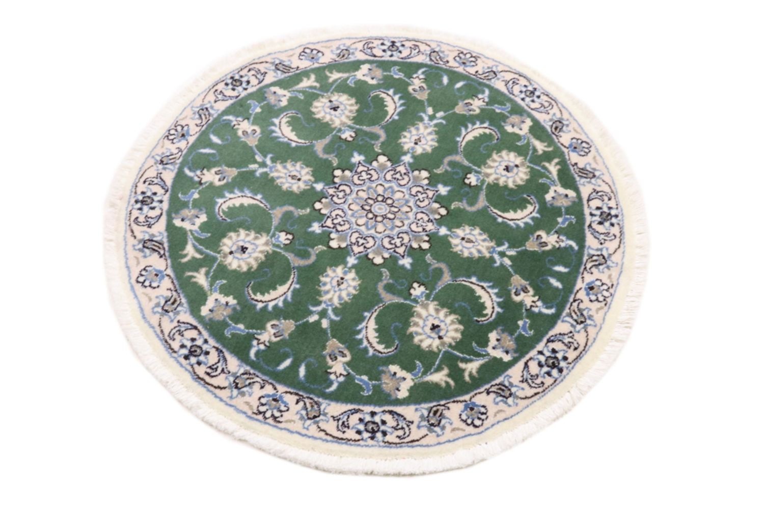 Alfombra de pasillo Alfombra Persa - Nain - Real - 100 x 100 cm - verde