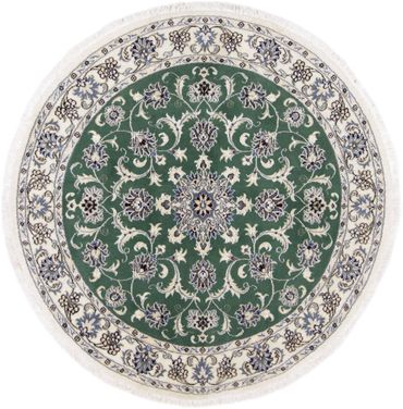 Alfombra de pasillo Alfombra Persa - Nain - Real - 100 x 100 cm - verde