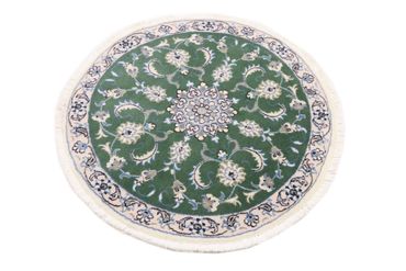 Alfombra de pasillo Alfombra Persa - Nain - Real - 100 x 100 cm - verde