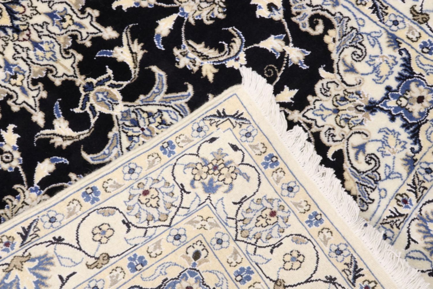 Alfombra persa - Nain - 200 x 120 cm - azul oscuro