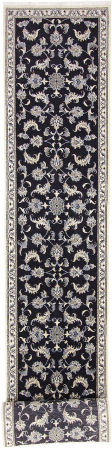 Alfombra de pasillo Alfombra persa - Nain - 393 x 77 cm - azul oscuro