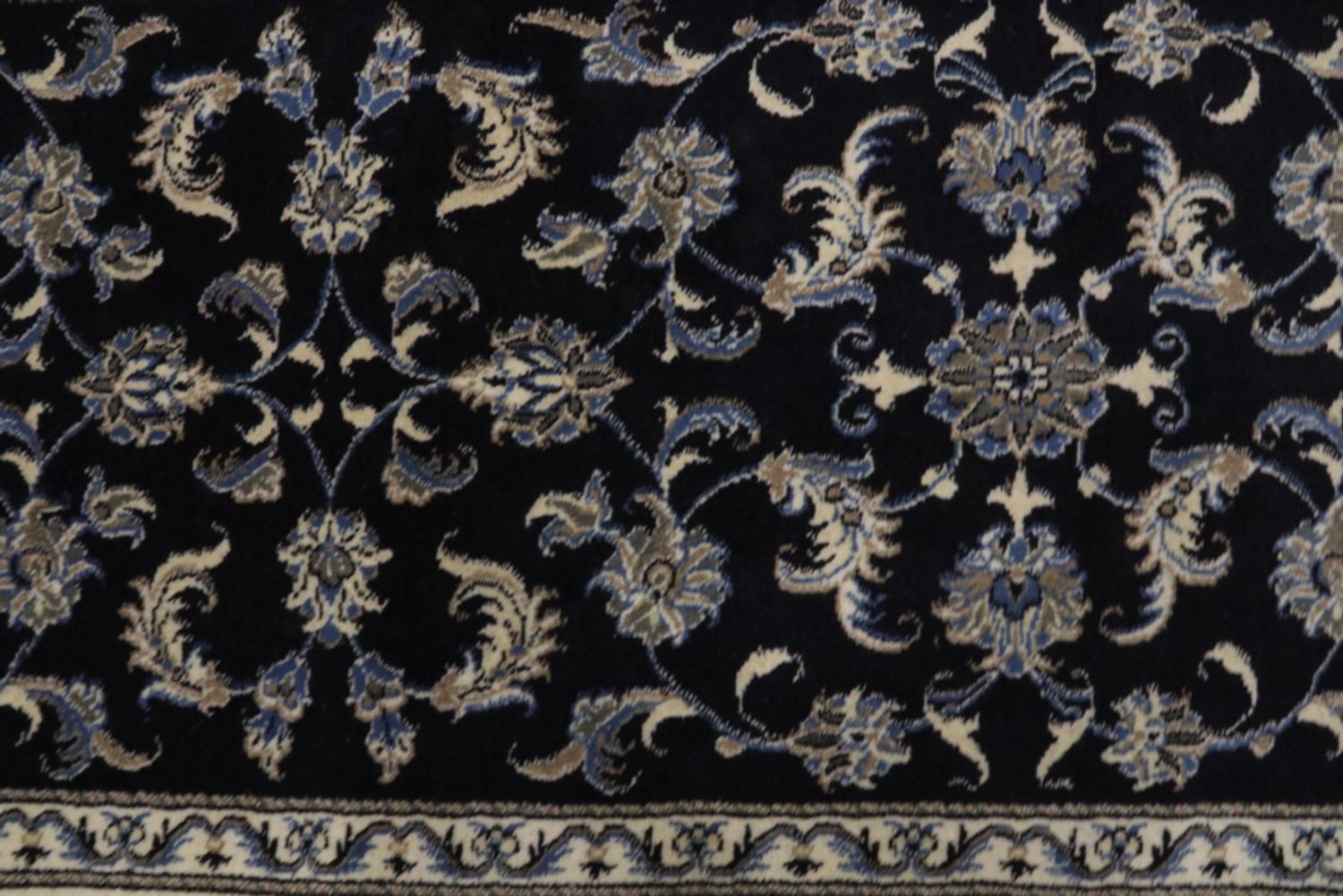 Alfombra de pasillo Alfombra persa - Nain - 393 x 77 cm - azul oscuro