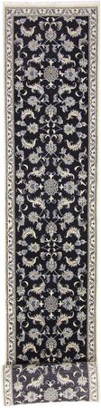 Alfombra de pasillo Alfombra persa - Nain - 393 x 77 cm - azul oscuro
