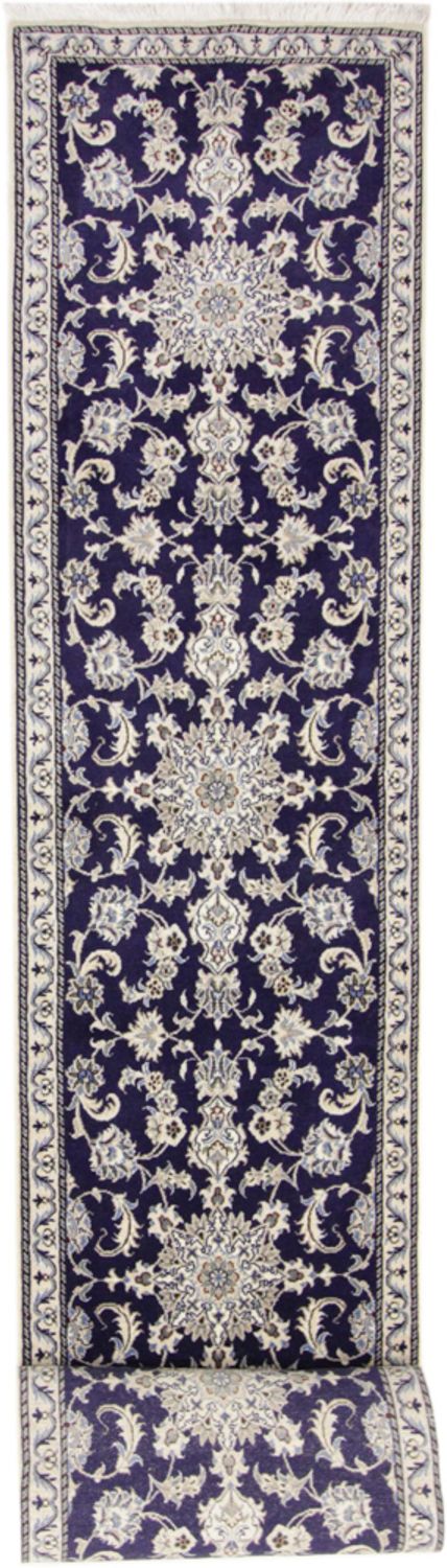 Alfombra de pasillo Alfombra persa - Nain - 389 x 80 cm - azul oscuro