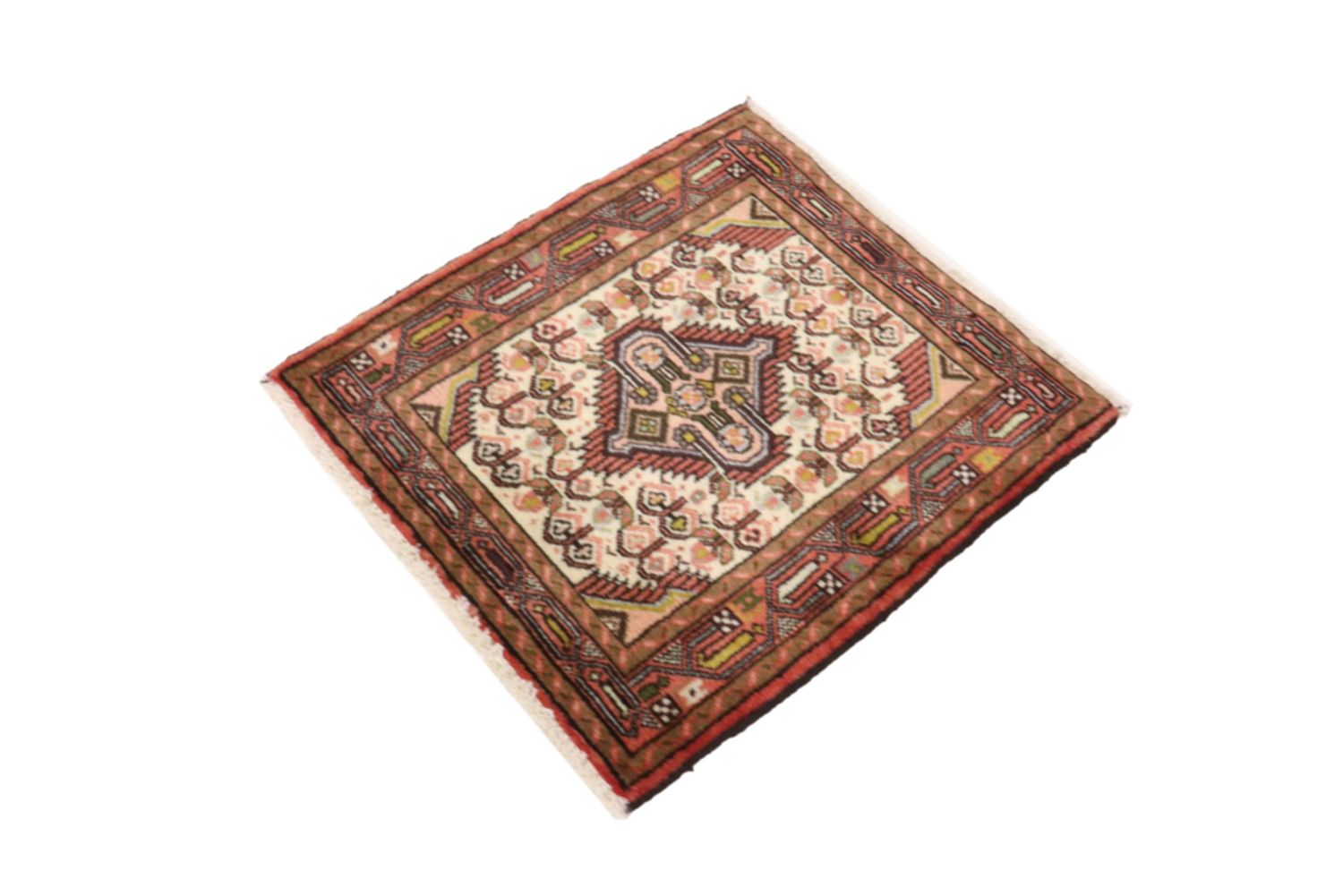 Alfombra persa - Nómada cuadrado  - 71 x 65 cm - beige claro