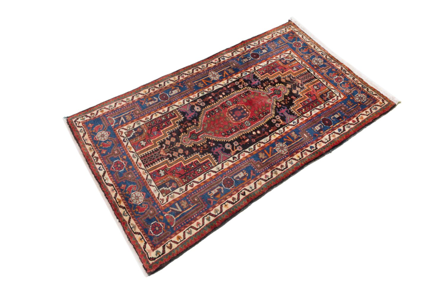 Alfombra persa - Nómada - 145 x 90 cm - rojo oscuro