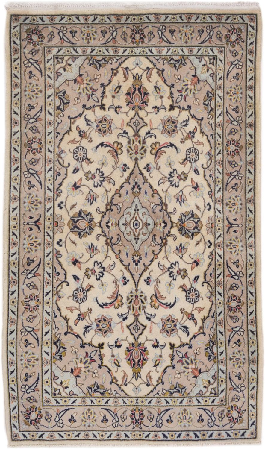 Alfombra persa - Keshan - 155 x 95 cm - beige claro