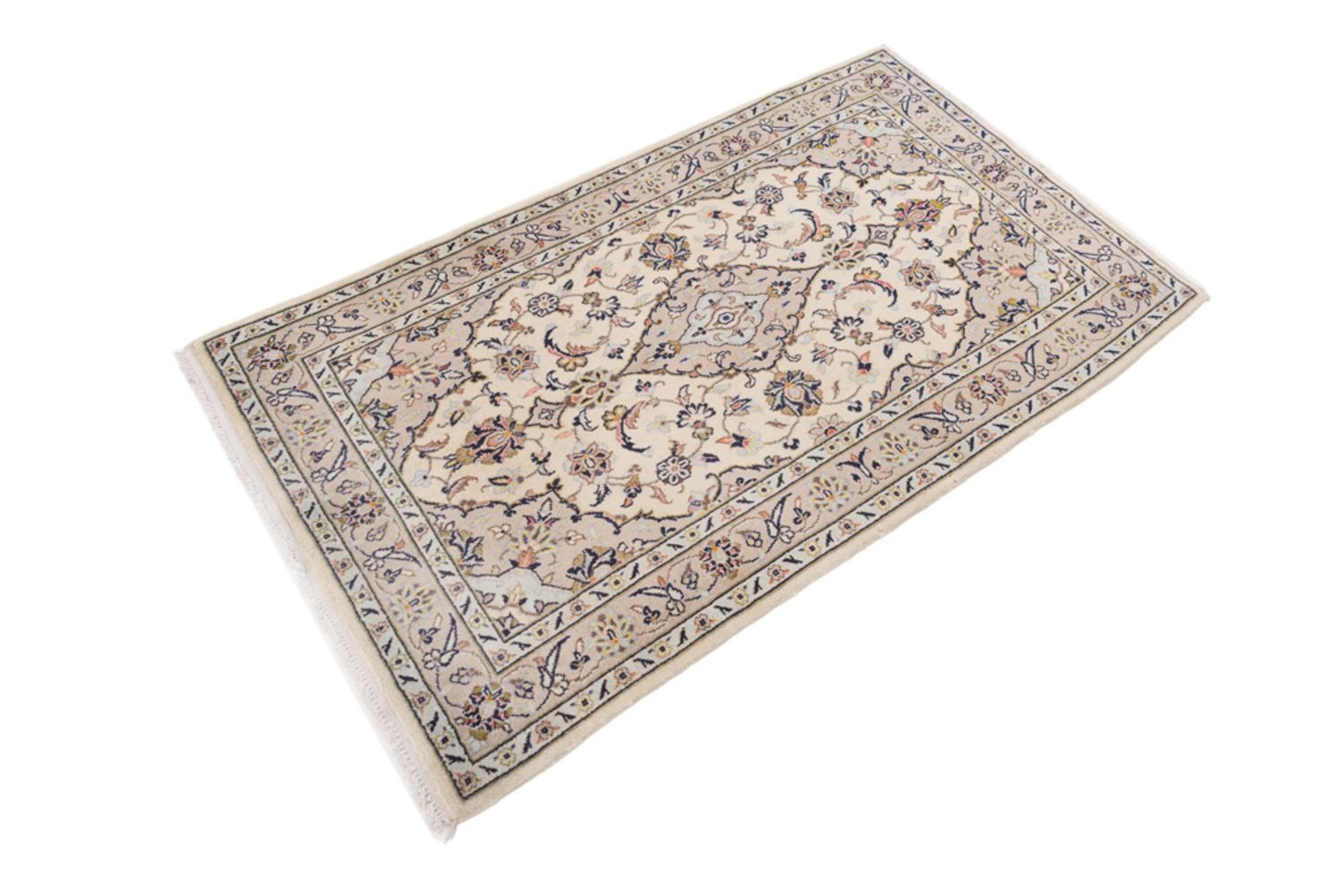 Alfombra persa - Keshan - 155 x 95 cm - beige claro