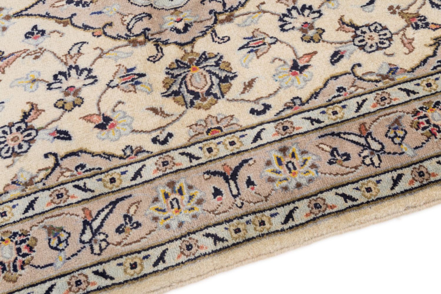 Alfombra persa - Keshan - 155 x 95 cm - beige claro