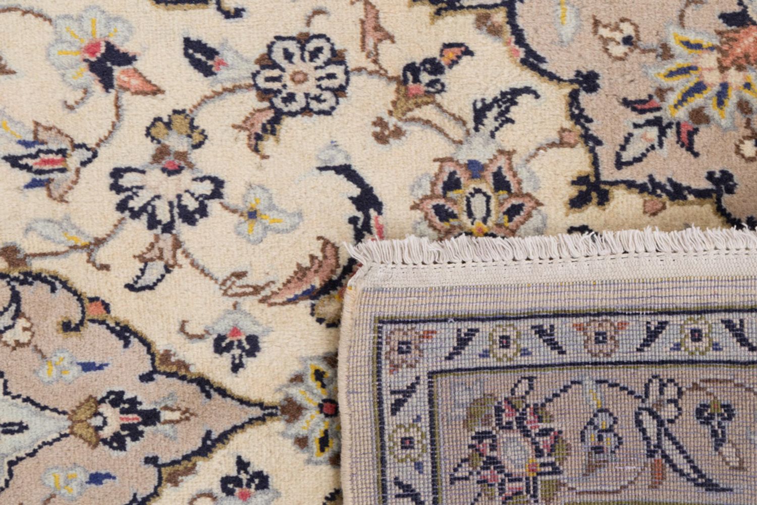 Alfombra persa - Keshan - 155 x 95 cm - beige claro