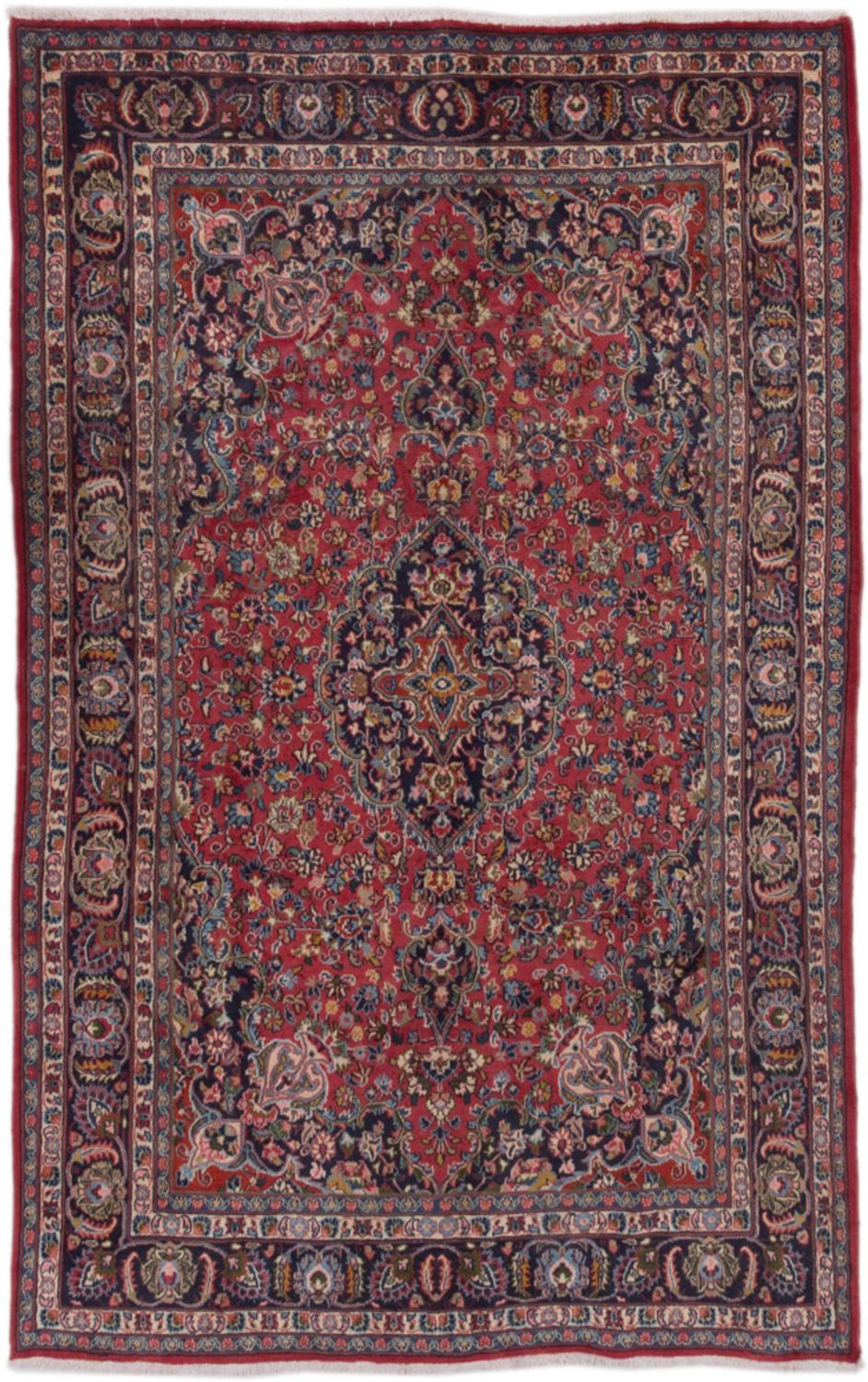 Alfombra persa - Keshan - 300 x 195 cm - rojo oscuro