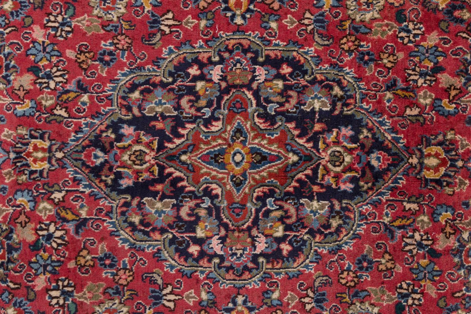 Alfombra persa - Keshan - 300 x 195 cm - rojo oscuro