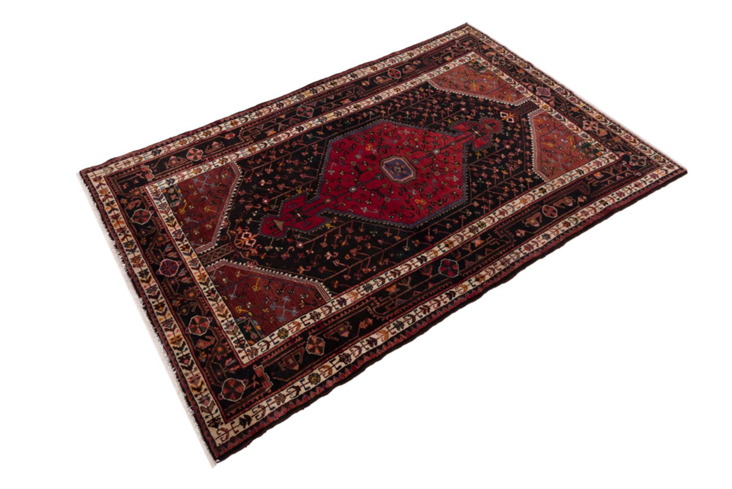 Persisk teppe - Nomadisk - 225 x 145 cm - mørk rød