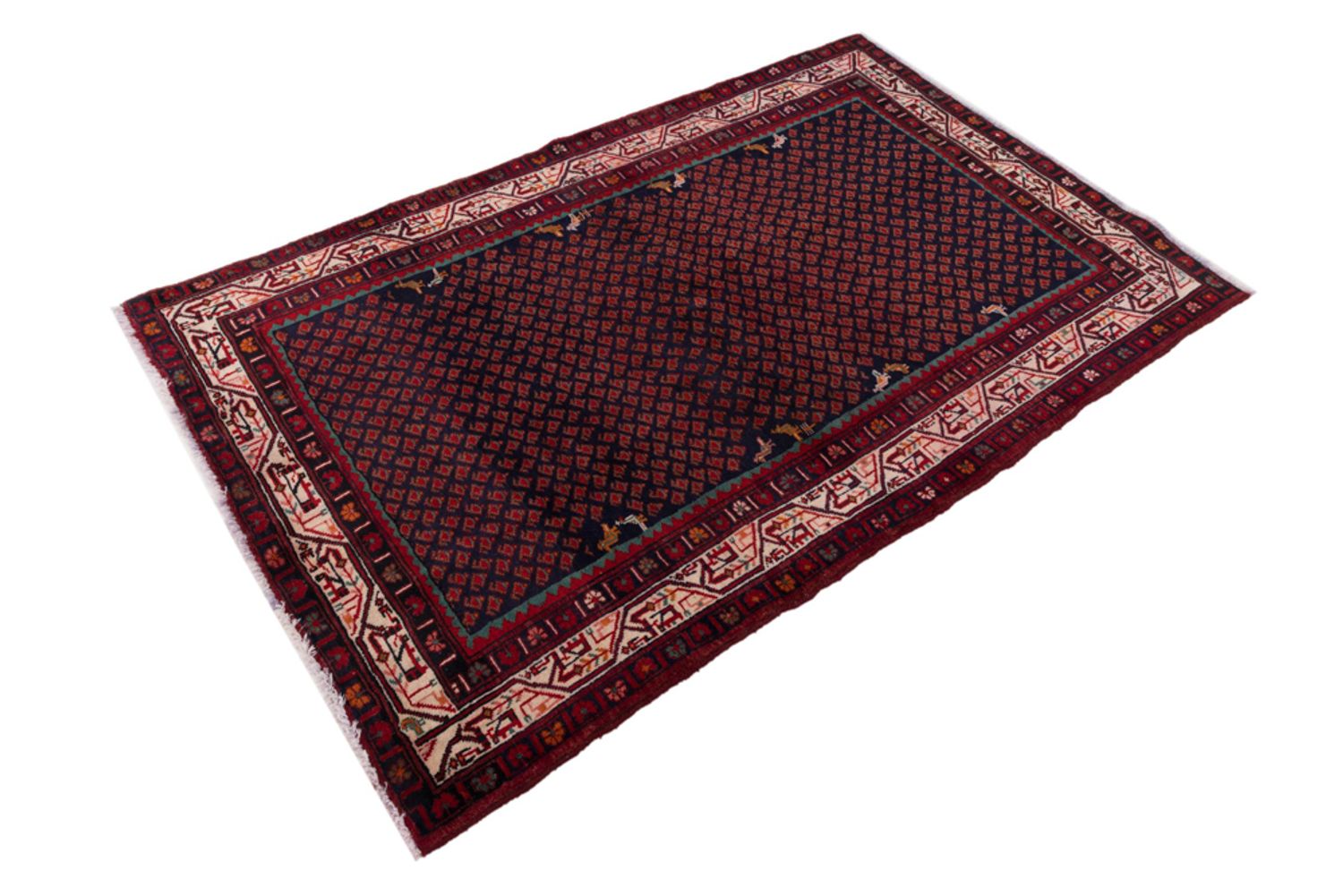 Alfombra persa - Nómada - 215 x 138 cm - rojo oscuro