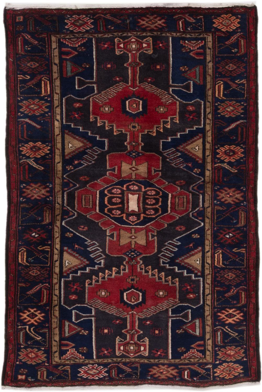 Alfombra persa - Nómada - 205 x 140 cm - rojo oscuro