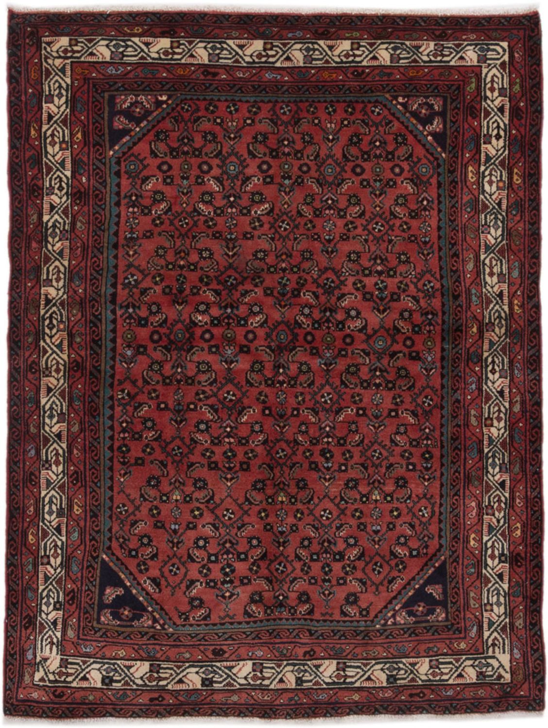 Alfombra persa - Nómada - 190 x 146 cm - rojo oscuro