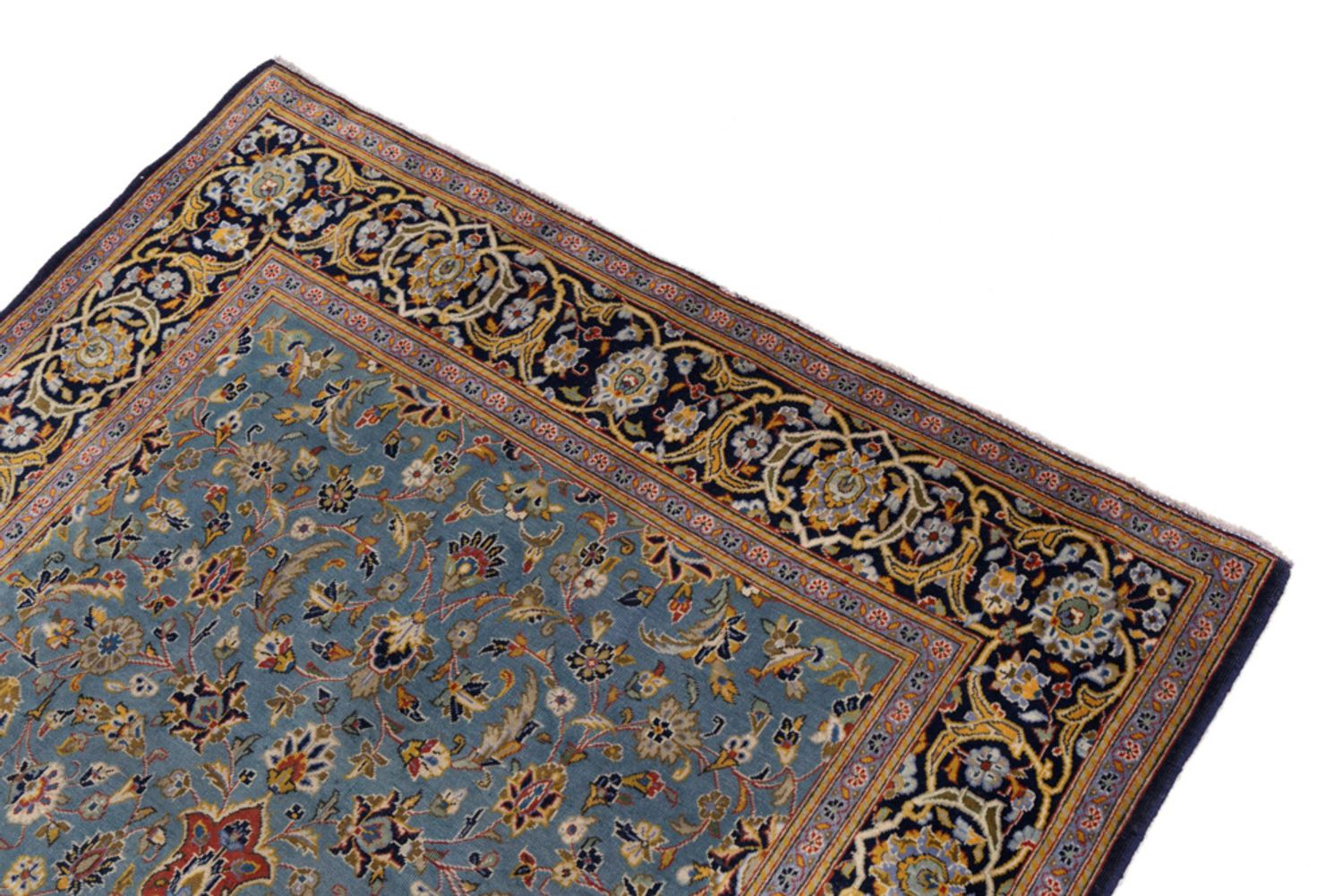 Persisk teppe - Keshan - 205 x 135 cm - lyseblå