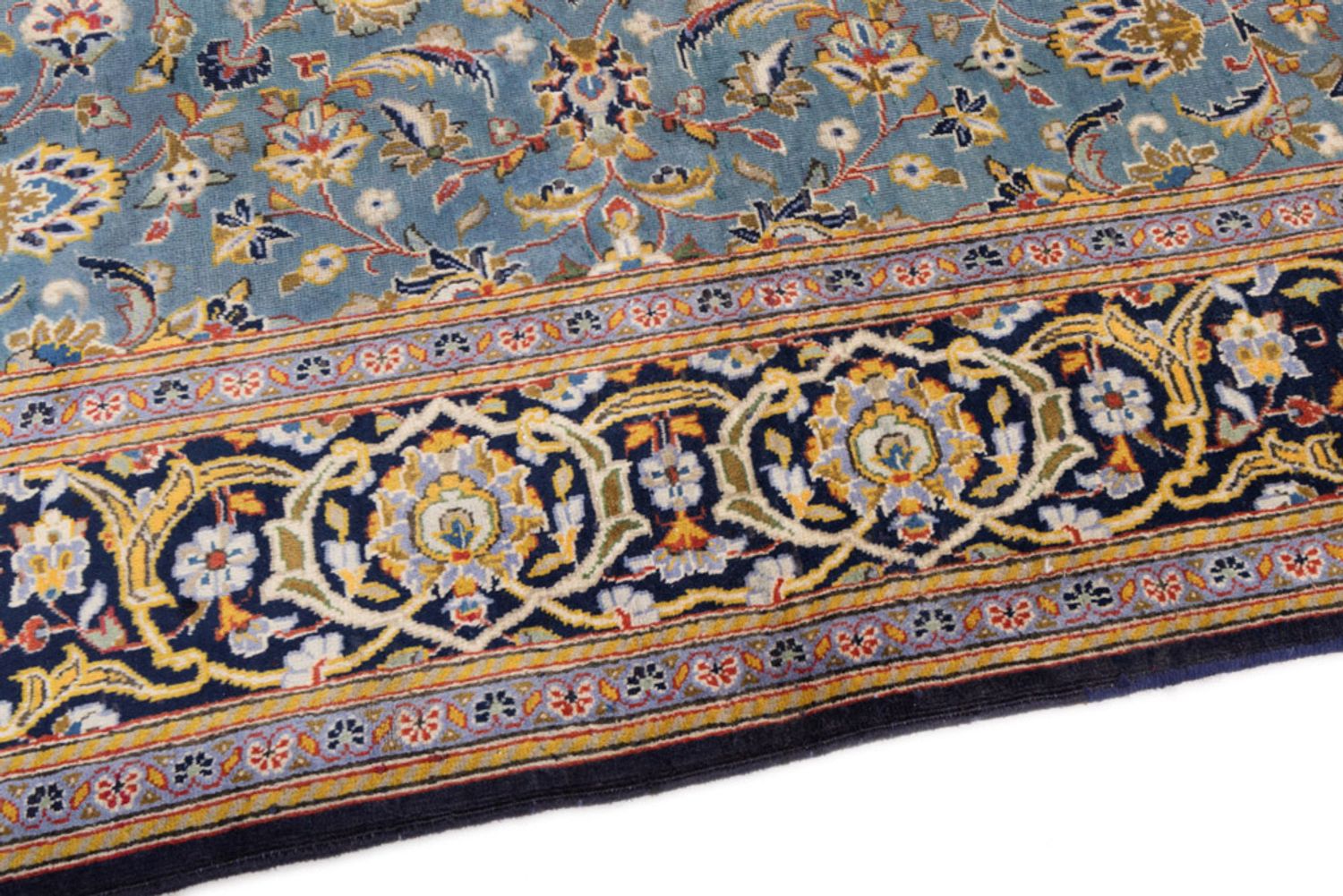 Persisk teppe - Keshan - 205 x 135 cm - lyseblå