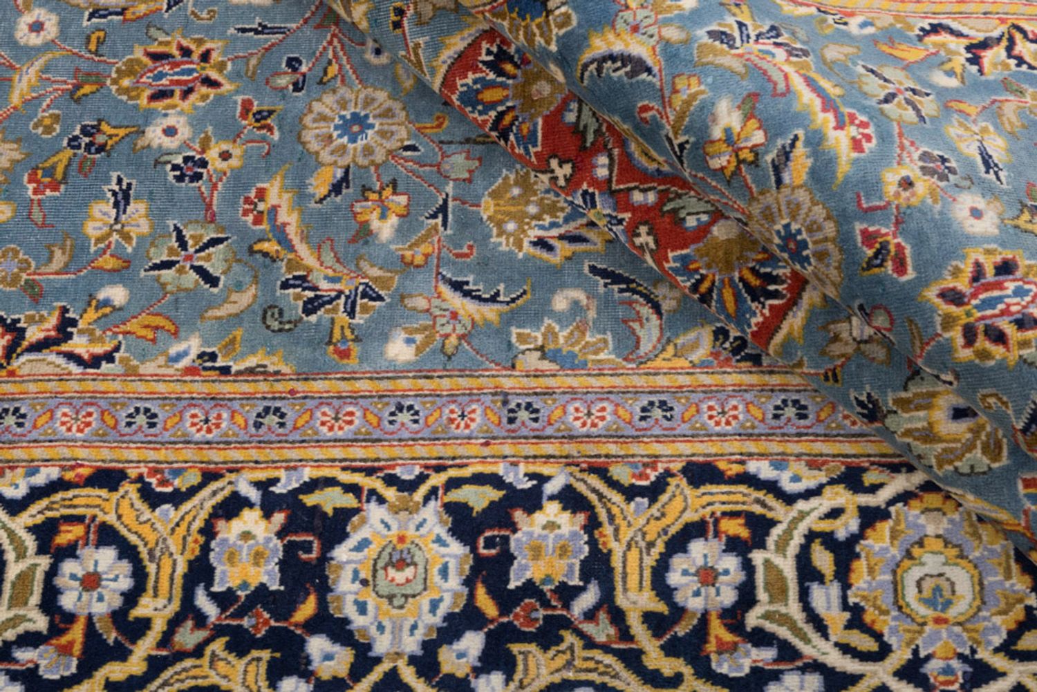 Persisk teppe - Keshan - 205 x 135 cm - lyseblå