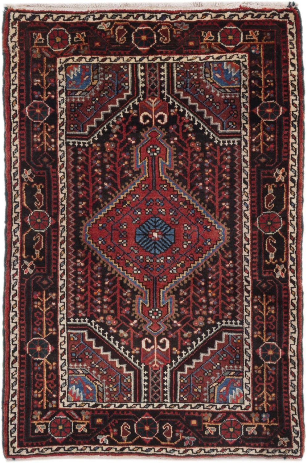 Alfombra persa - Nómada - 130 x 87 cm - rojo oscuro