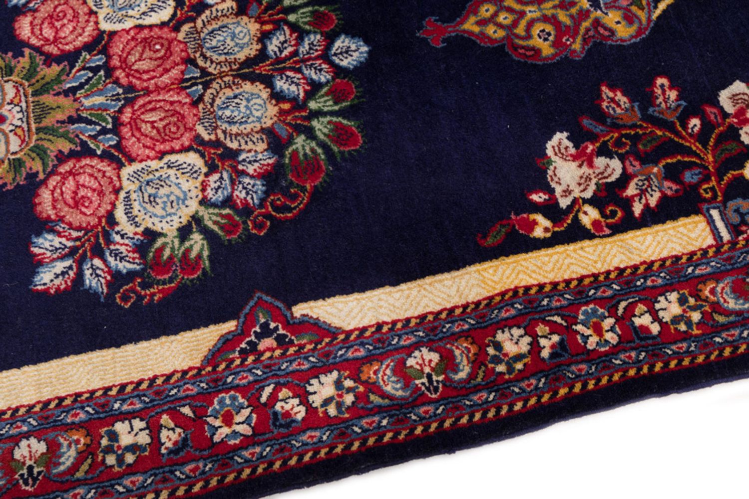 Perský koberec - Ghom - 126 x 70 cm - tmavě modrá