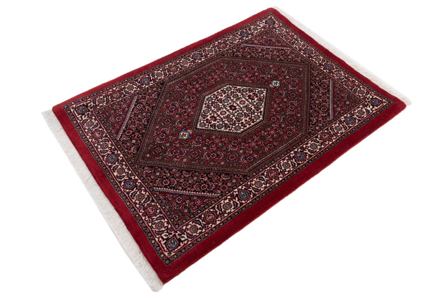 Alfombra persa - Bidjar - 113 x 80 cm - rojo oscuro