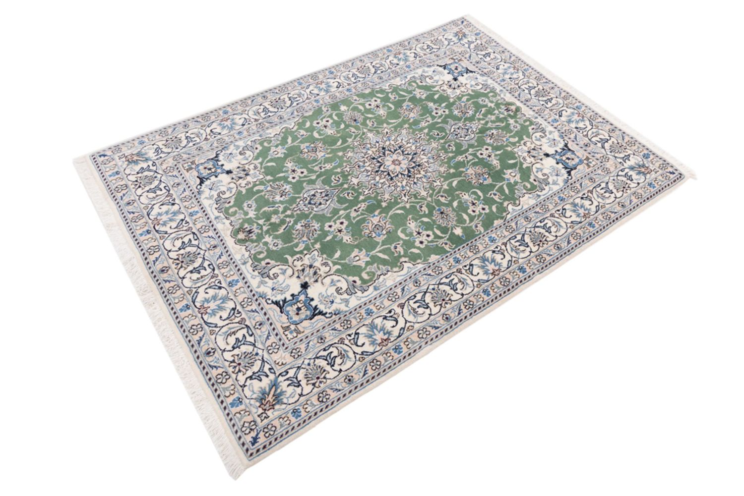 Alfombra persa - Nain - 204 x 146 cm - verde