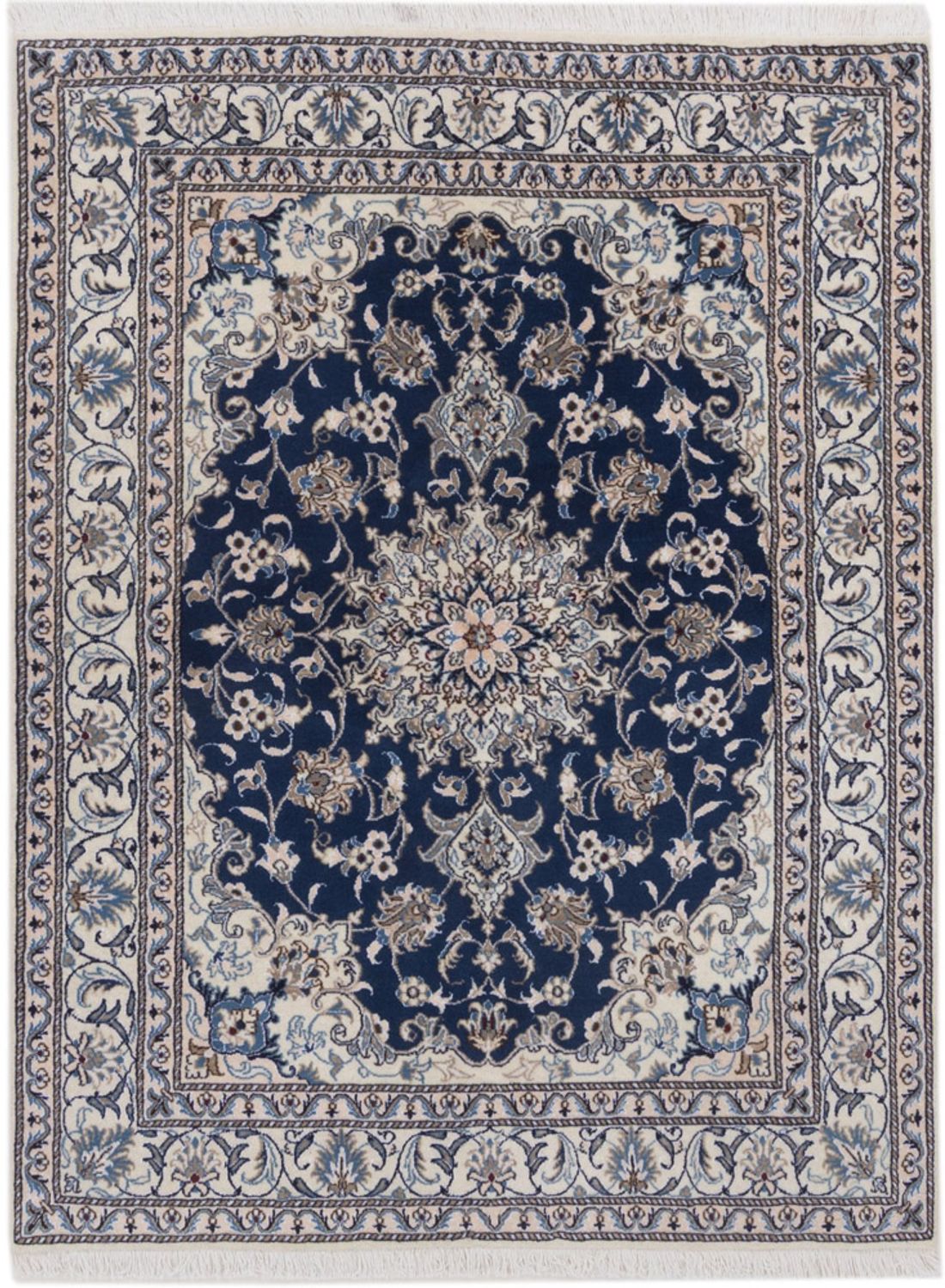 Alfombra persa - Nain - 197 x 145 cm - azul oscuro
