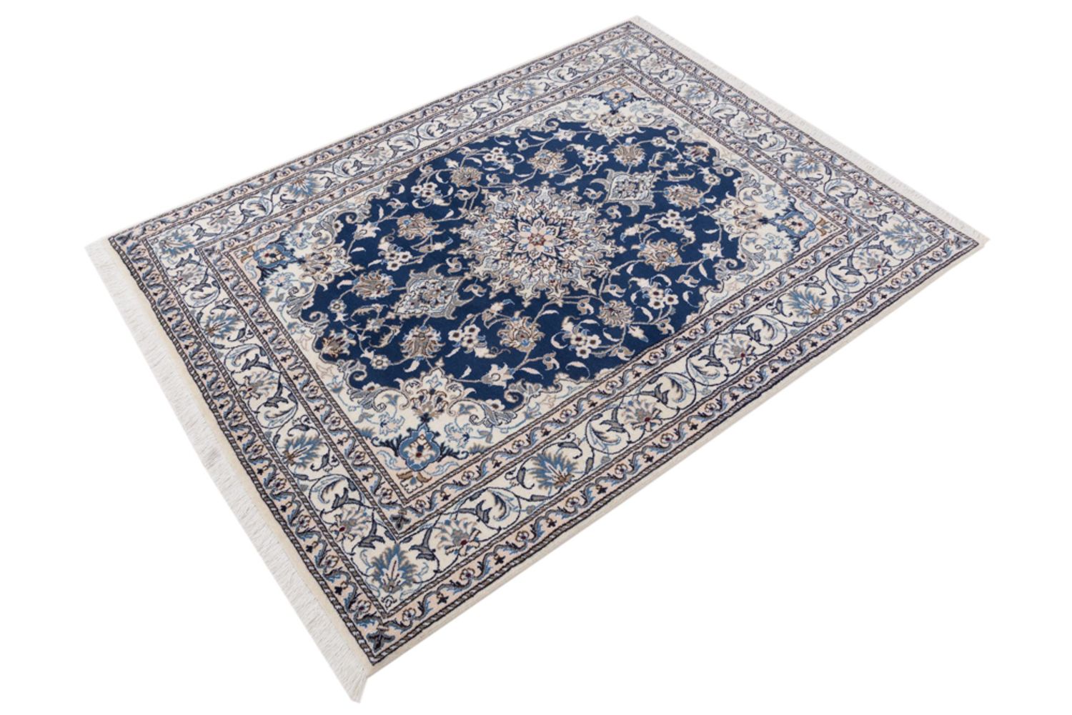 Alfombra persa - Nain - 197 x 145 cm - azul oscuro