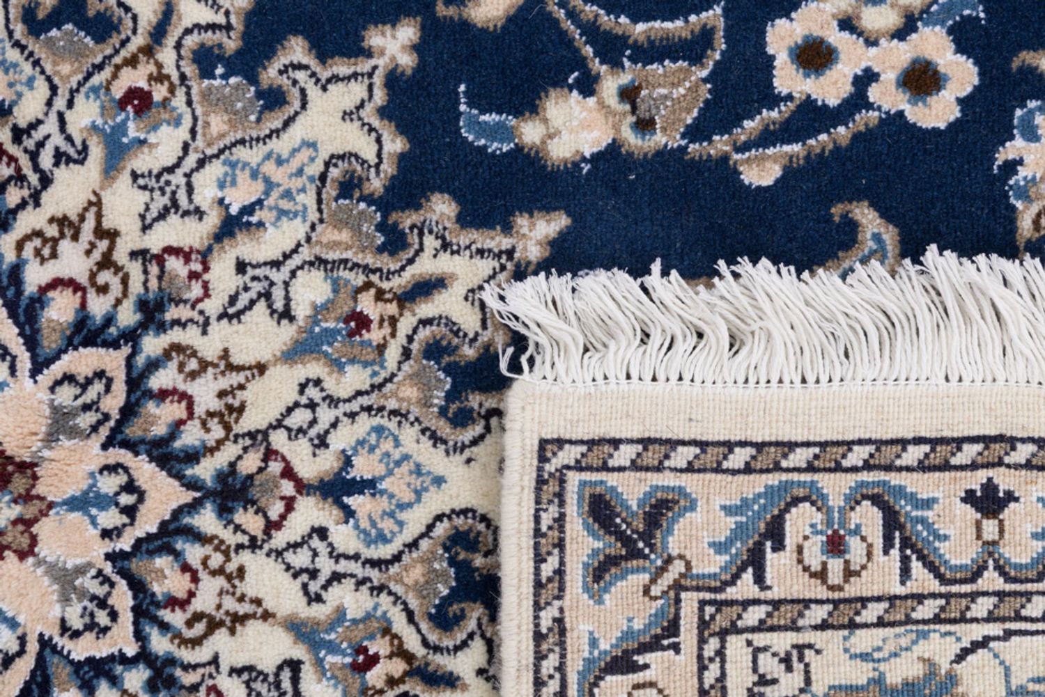 Alfombra persa - Nain - 197 x 145 cm - azul oscuro