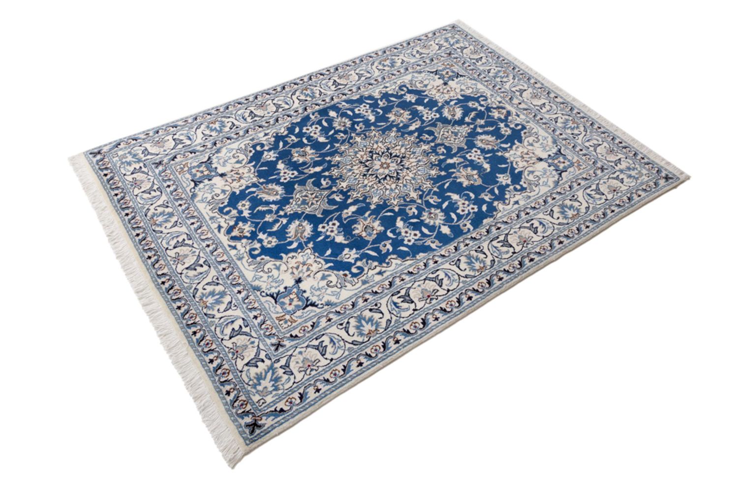 Alfombra persa - Nain - 198 x 142 cm - azul