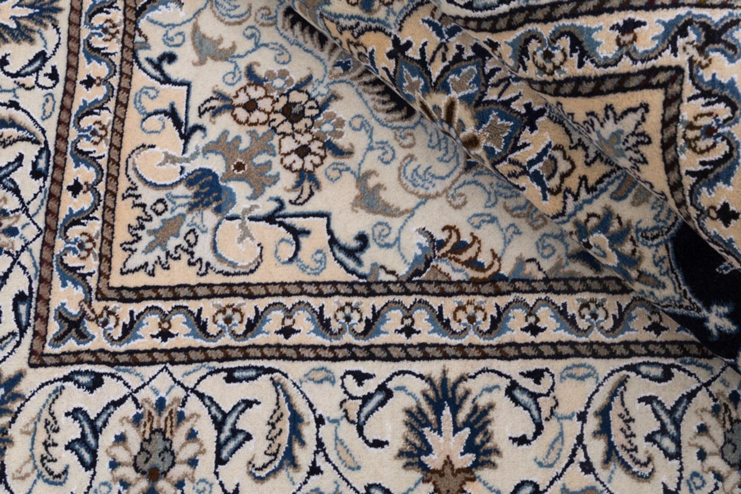 Alfombra persa - Nain - 228 x 170 cm - azul oscuro