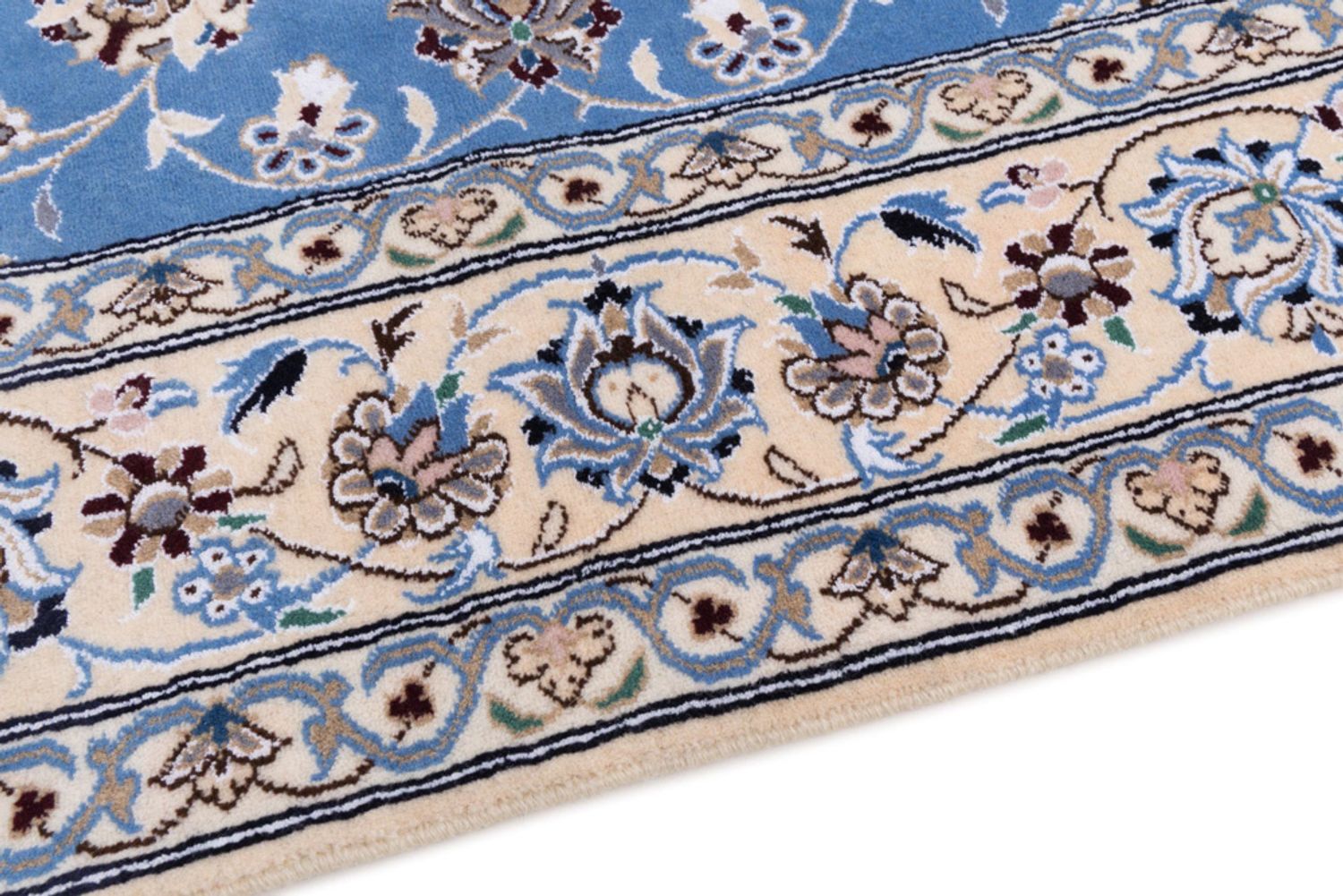 Alfombra persa - Nain - 249 x 157 cm - azul claro