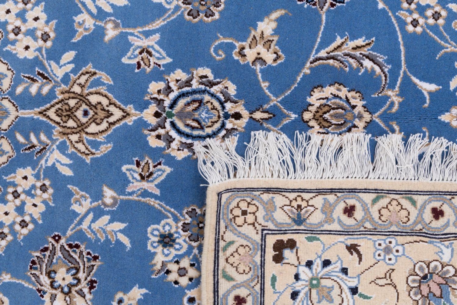 Alfombra persa - Nain - 249 x 157 cm - azul claro