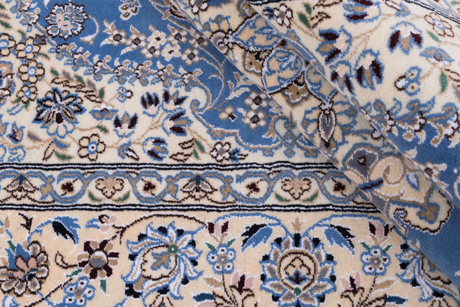 Alfombra persa - Nain - 249 x 157 cm - azul claro