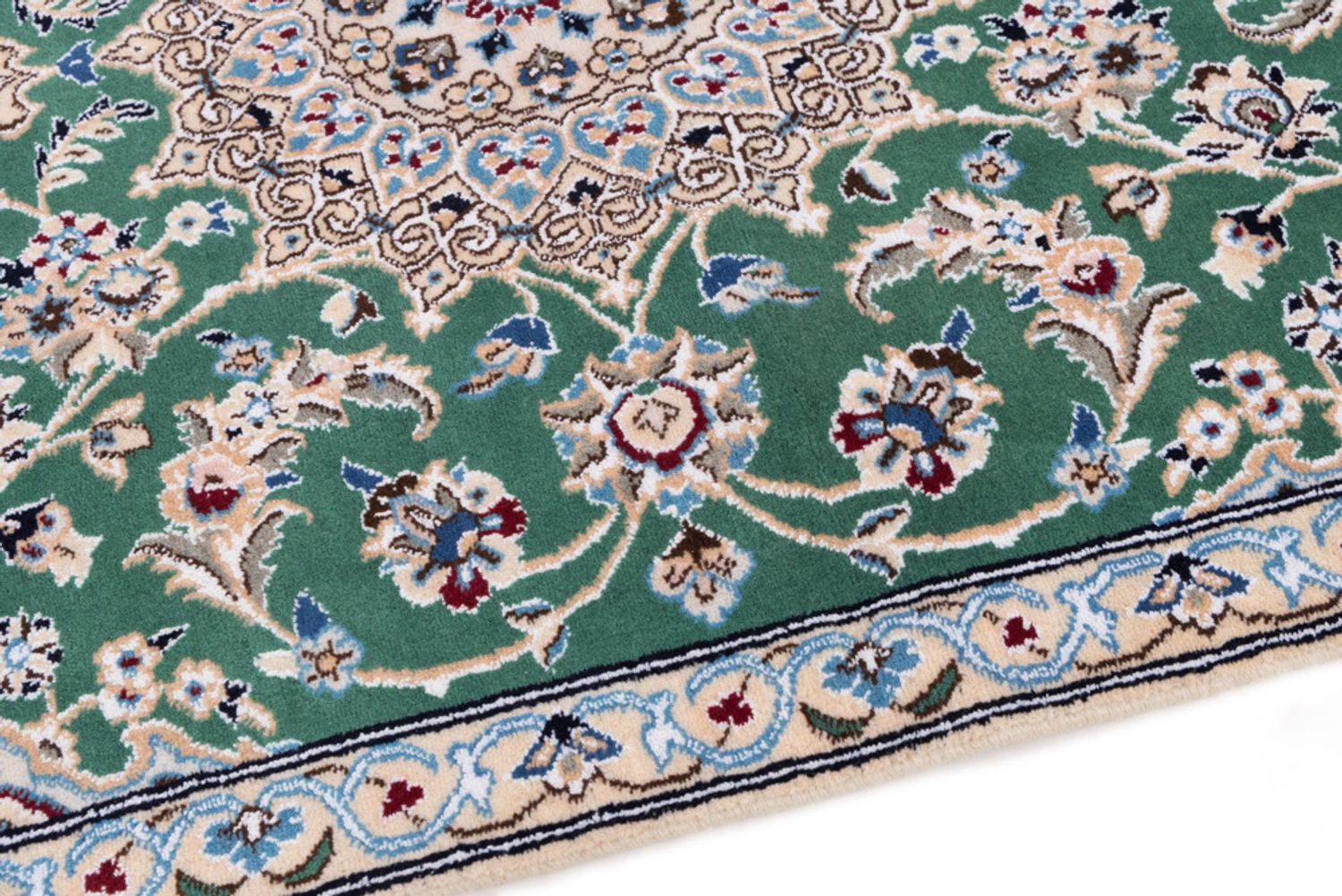 Alfombra persa - Nain - 136 x 88 cm - verde