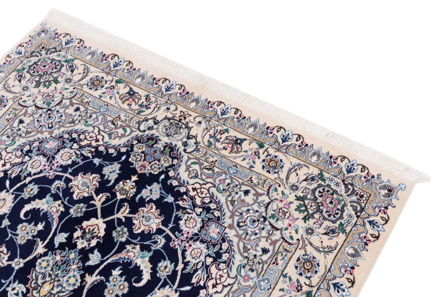 Alfombra persa - Nain - 254 x 154 cm - azul oscuro