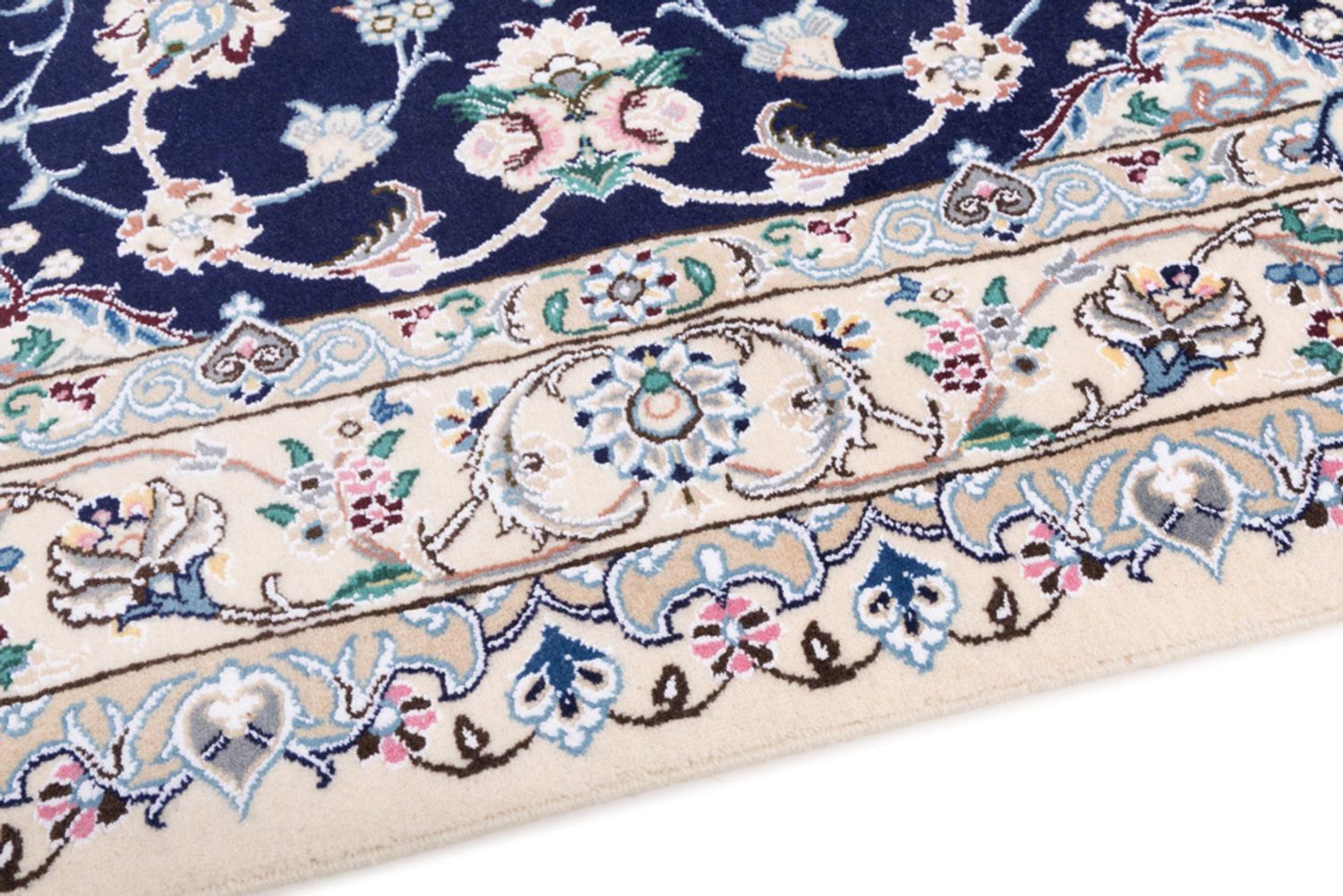 Alfombra persa - Nain - 254 x 154 cm - azul oscuro